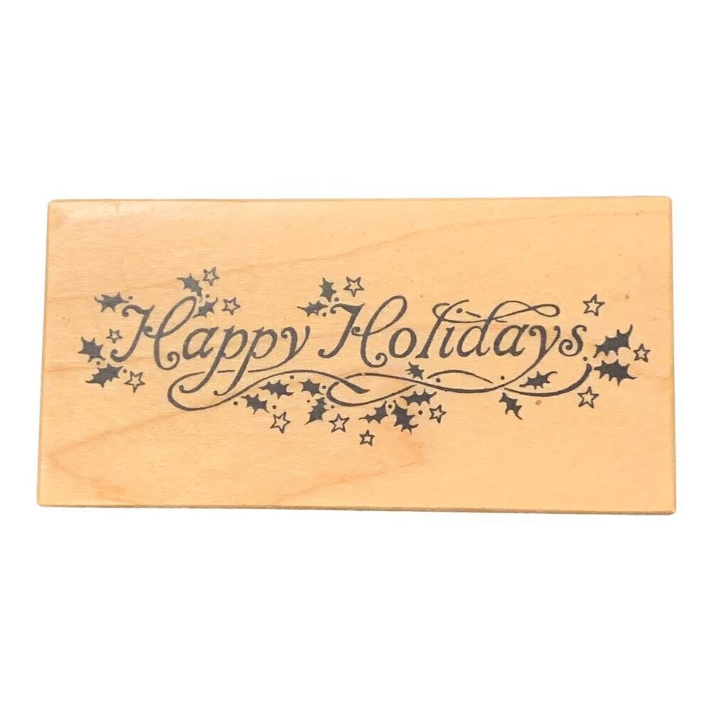 PSX Designs Happy Holidays E079 Mounted Rubber Stamp Christmas Cards Bakery Tags